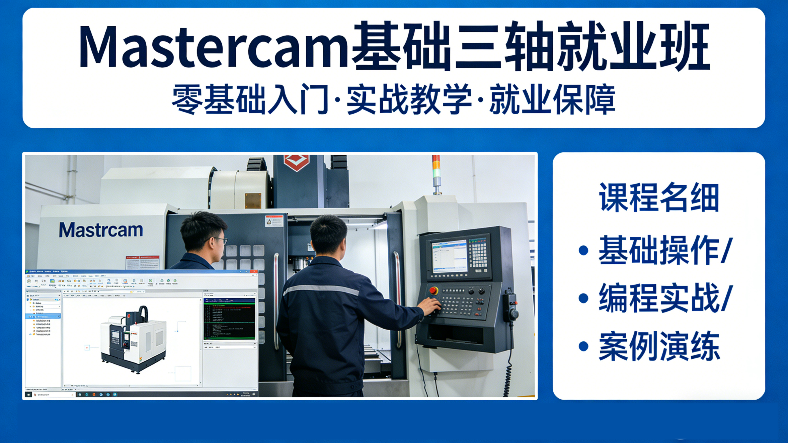 MASTRCAM基础三轴就业班 - 友恩机械师实训中心